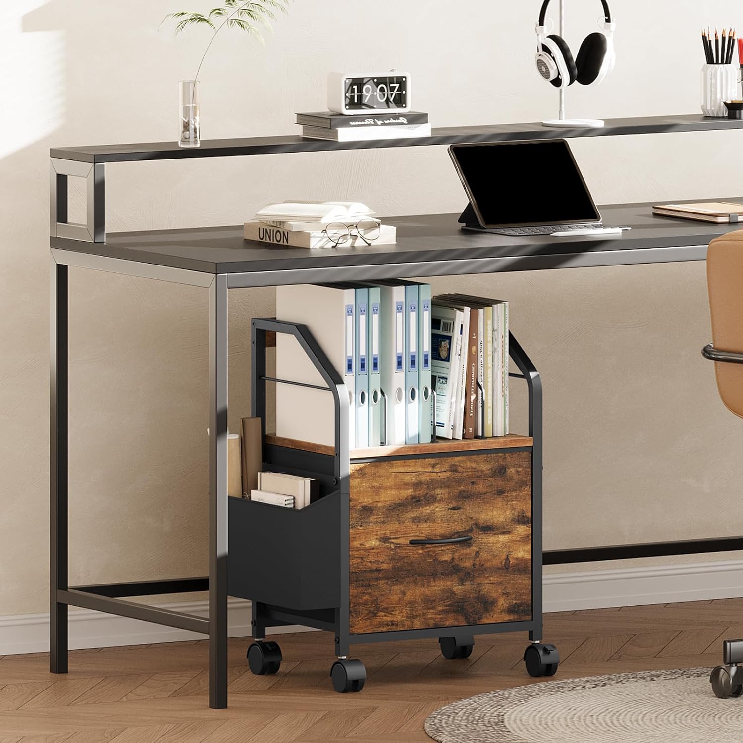 Rustic Mobile Filing Cabinet - Hình 2
