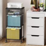 3-Tier Mesh Rolling File Cart - Hình 2