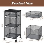 3-Tier Mesh Rolling File Cart - Hình 3