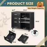 Mobile Black Wood Grain Filing Cabinet - Hình 2