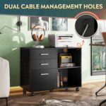 Mobile Black Wood Grain Filing Cabinet - Hình 3