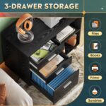 Mobile Black Wood Grain Filing Cabinet - Hình 4
