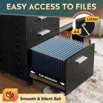 Mobile Black Wood Grain Filing Cabinet - Hình 5
