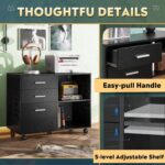 Mobile Black Wood Grain Filing Cabinet - Hình 7